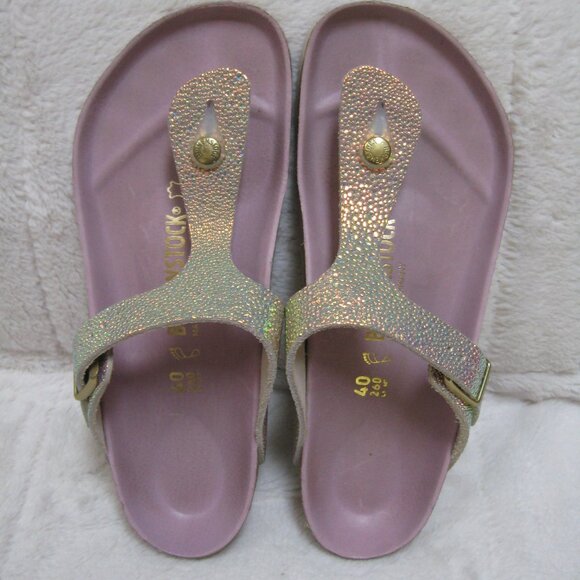 RARE Birkenstock LUX GIZEH Ombre Pearl Leather 40 R US W 9 M 7 *Wedding* - Picture 2 of 16